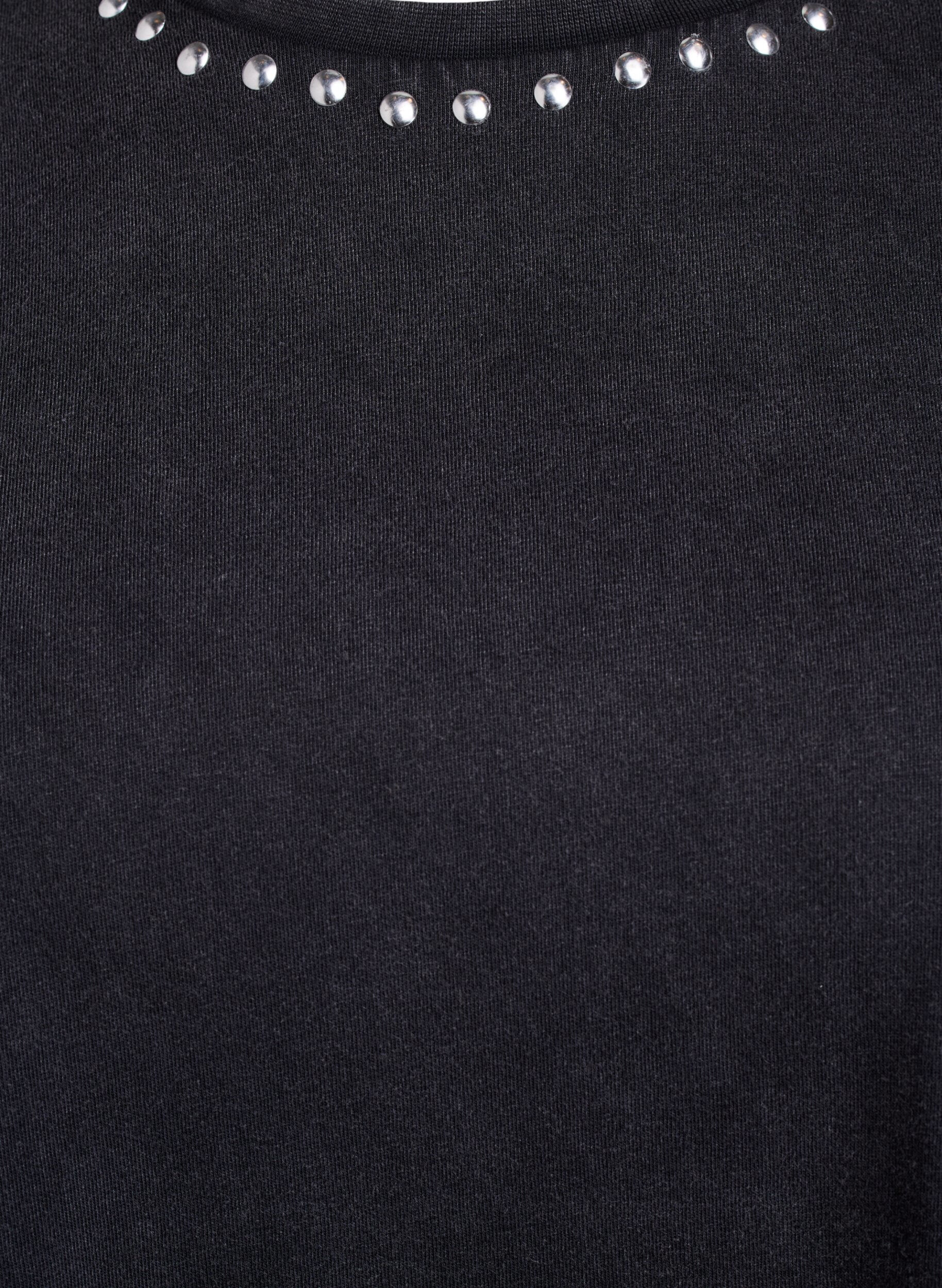 ZizziOrganisch katoenen T-shirt met studs, Grijs, Packshot image number 2