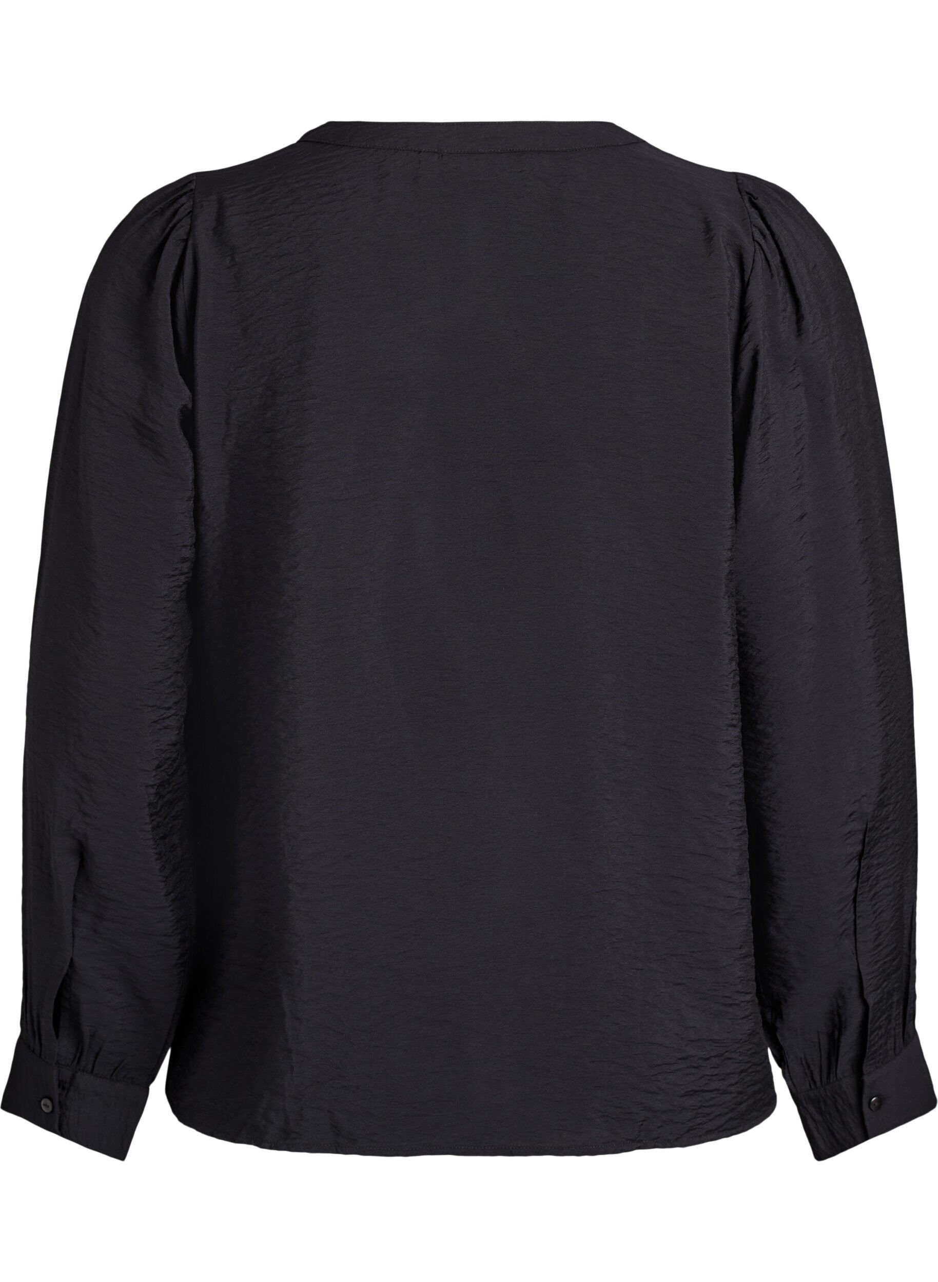 ZizziBlouse met V-hals en geborduurde banden, Zwart, Packshot image number 1