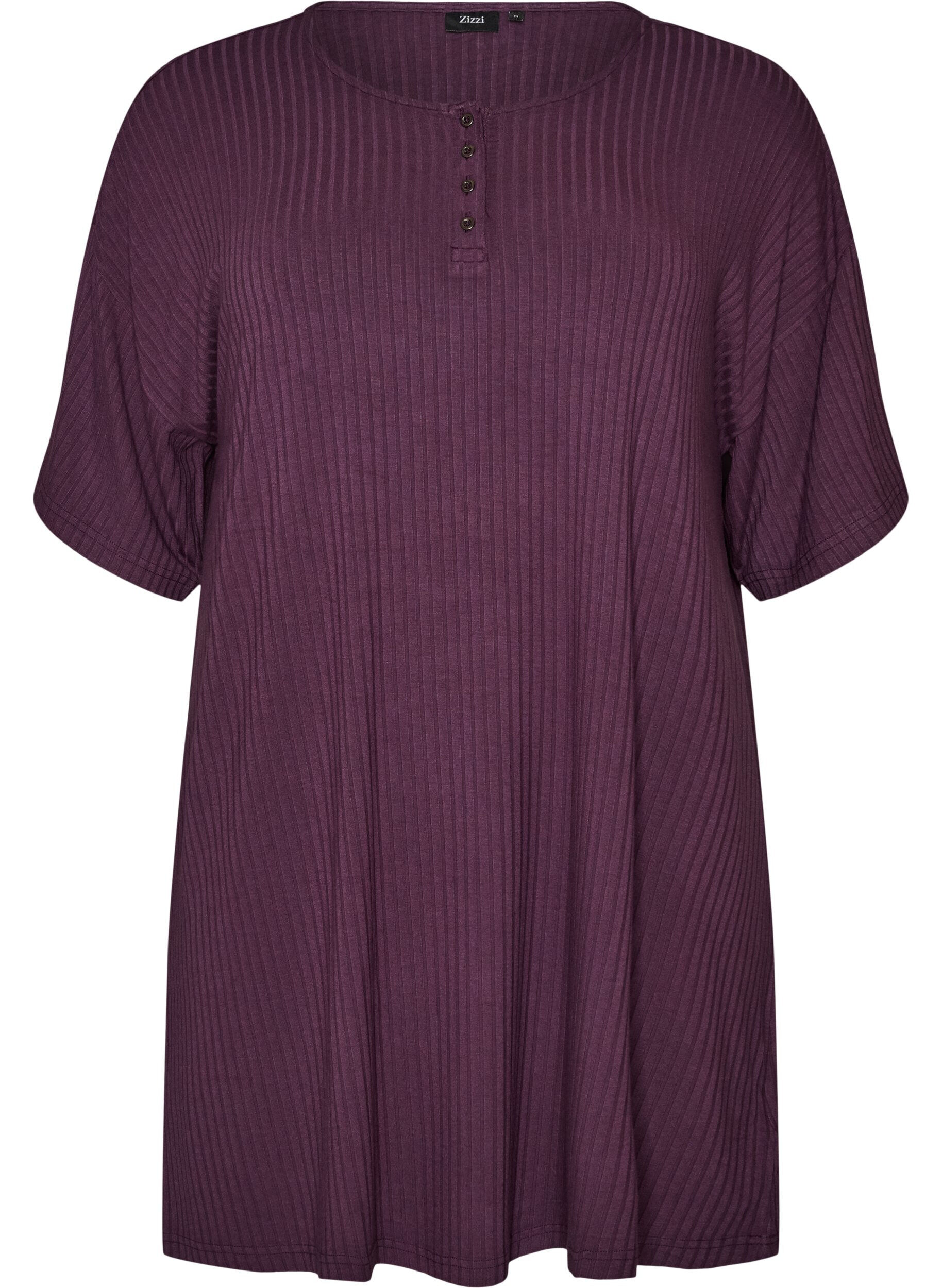 Nachtjapon in viscose jersey met een geribde textuur