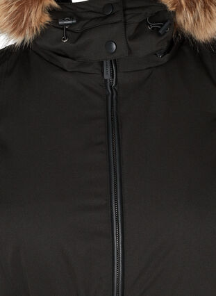Manteau d'hiver court avec capuche et bordure en fausse fourrure, Black, Packshot image number 2