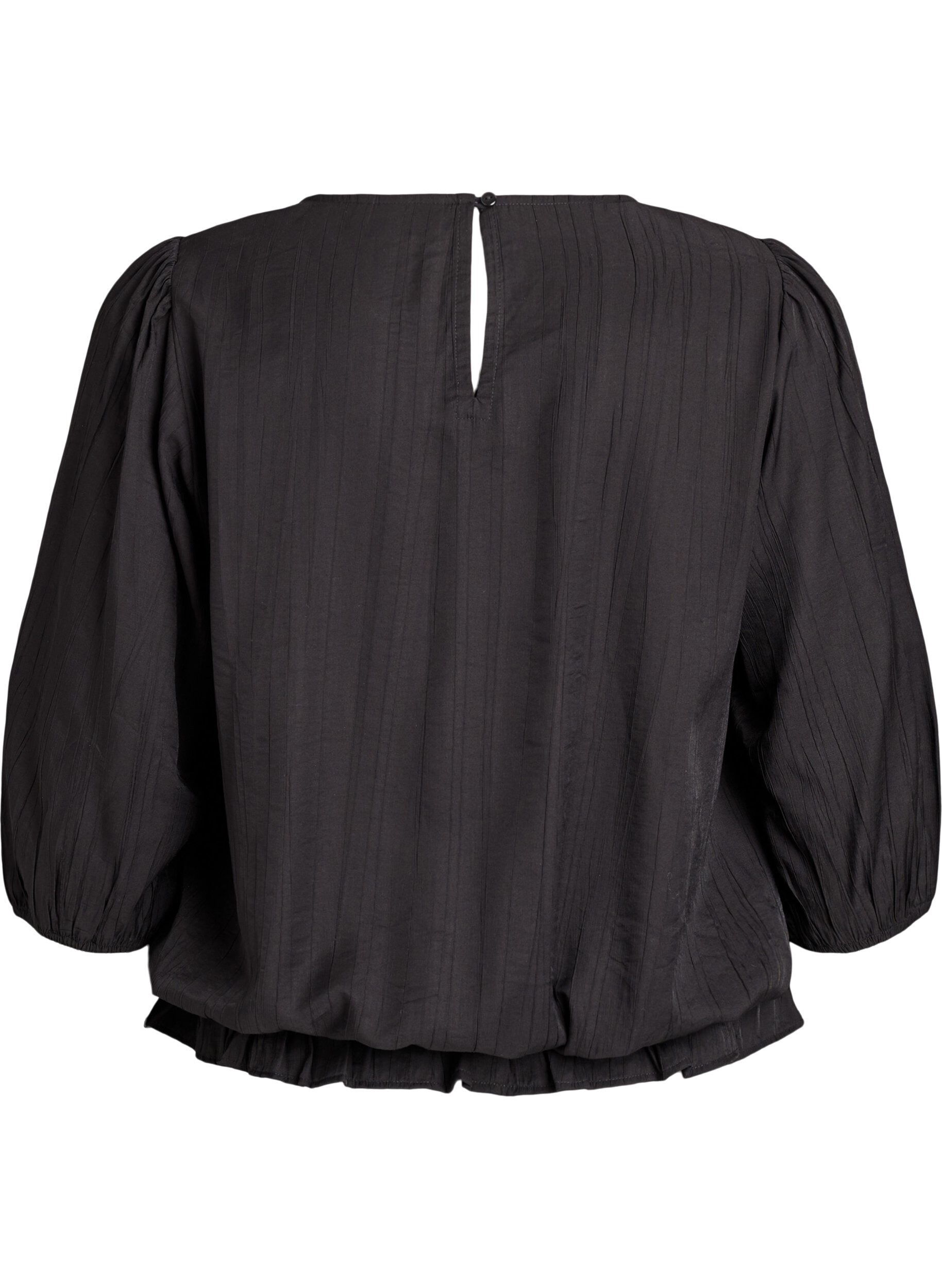 ZizziViscose blouse met 3/4 mouwen en balloon effect, Zwart, Packshot image number 1