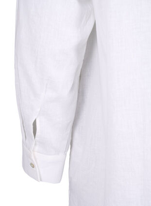 Lang shirt van linnen en katoen, Bright White, Packshot image number 4