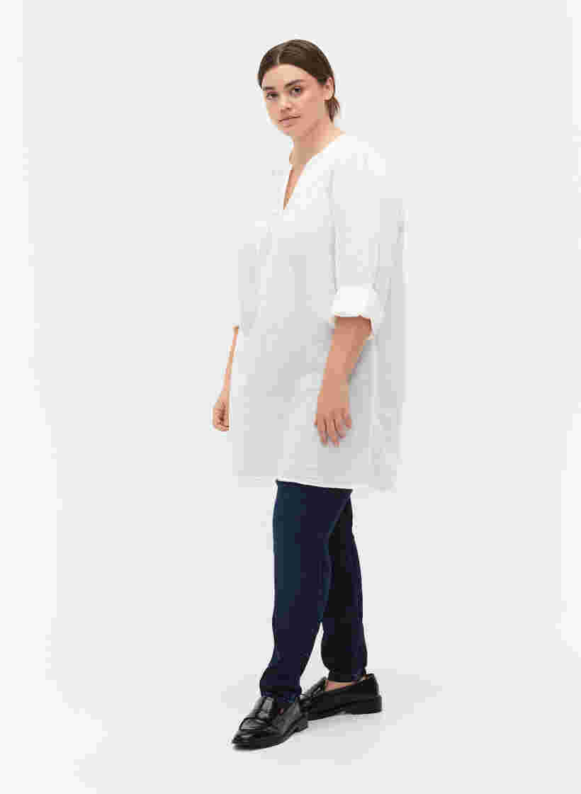 Tunique en coton avec broderie anglaise, Bright White, Model image number 2