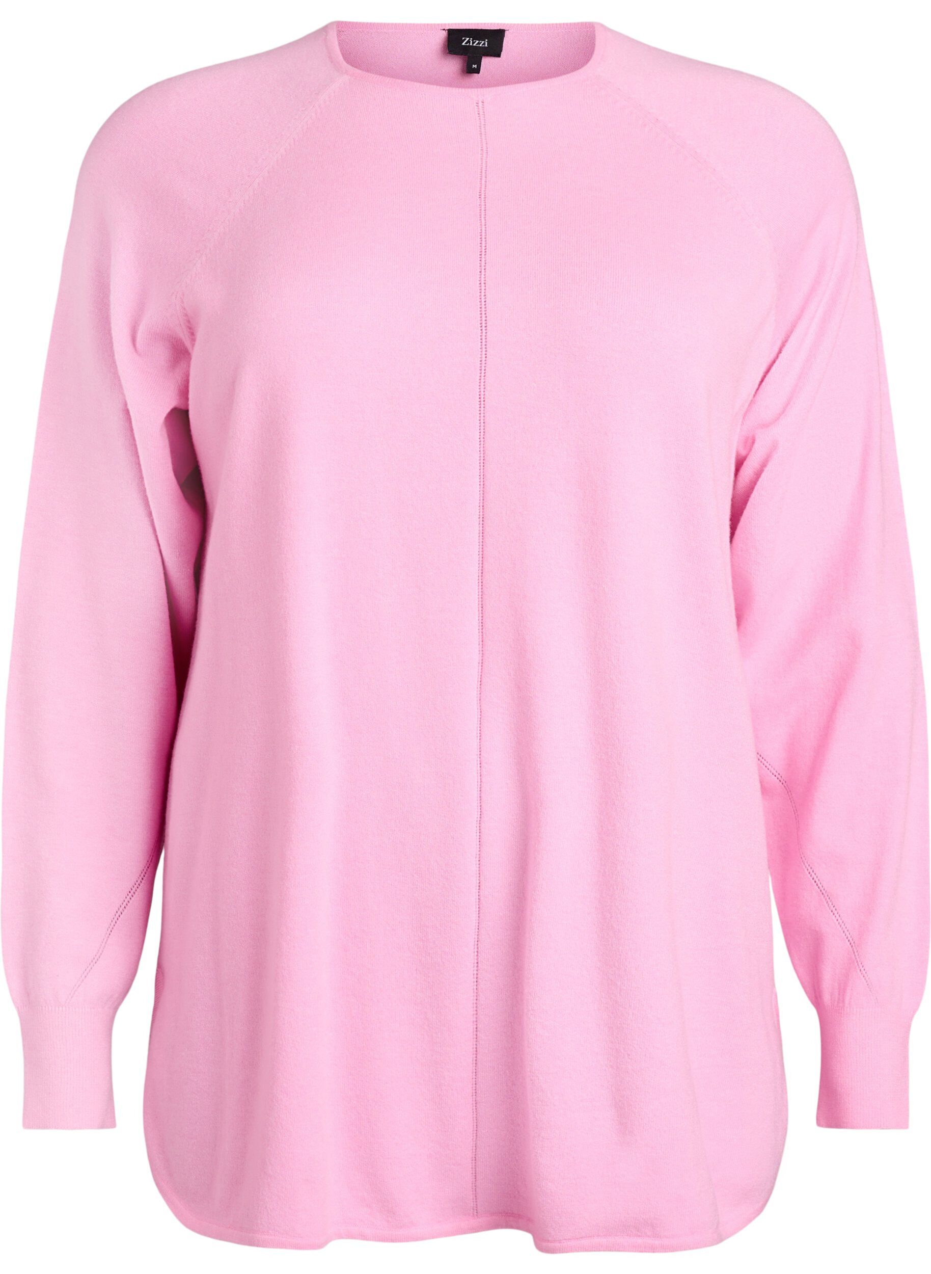 ZizziGebreide blouse met ronde hals en gebreid patroon, Roze, Packshot image number 0
