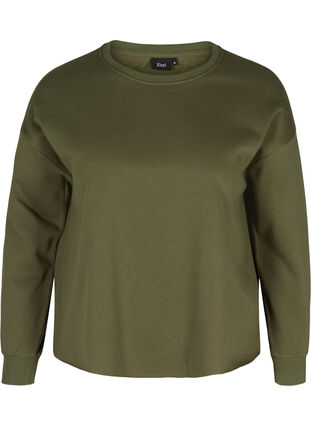 Cropped sweatshirt met ronde hals, Ivy Green, Packshot image number 0