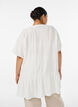 Losse tuniek met gekreukte structuur en rucherand, Vanille, Model image number 2