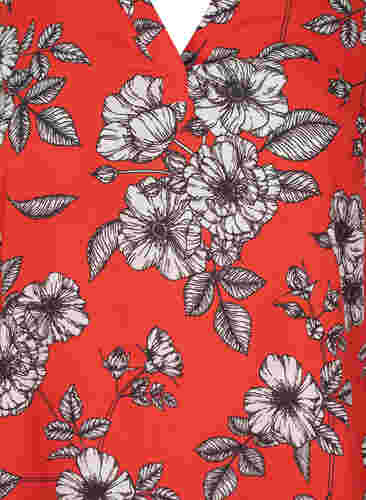 Chemisier à manches longues en viscose avec imprimé floral, Fiery Red Flower AOP, Packshot image number 2