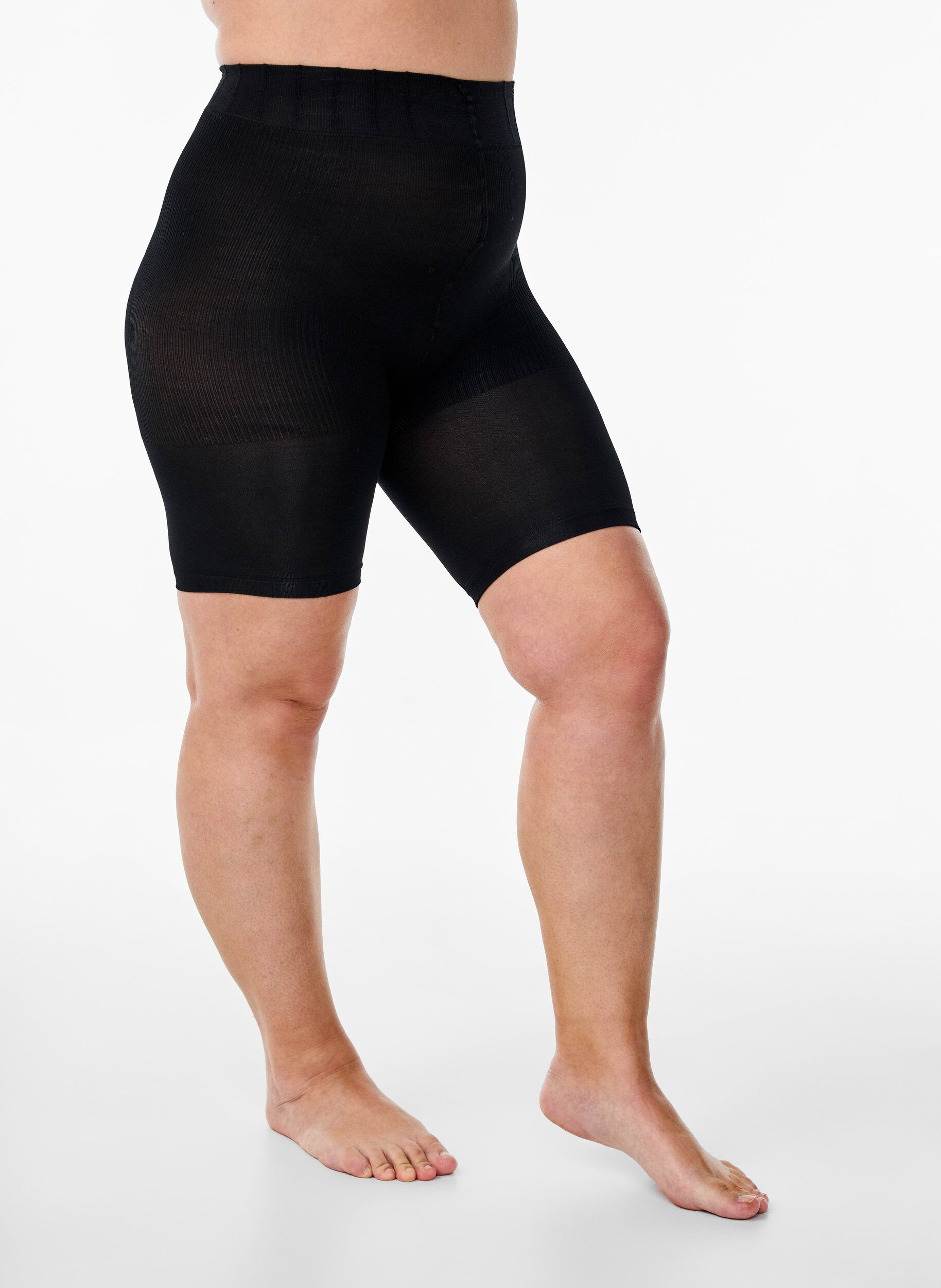 Zizzi2-pack push-up shorts in 60 denier met shaping effect, Zwart, Packshot image number 0