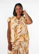 Viscose blouse met bladprint en ruches, Geel, Model image number 0
