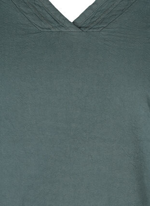 Katoenen top met v-hals en korte mouwen, Balsam Green, Packshot image number 2
