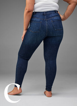 Super smalle jeans met hoge taille, Dark Blue, Model image number 7