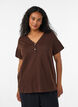 T-shirt met knoopdetail, Bruin, Model image number 0