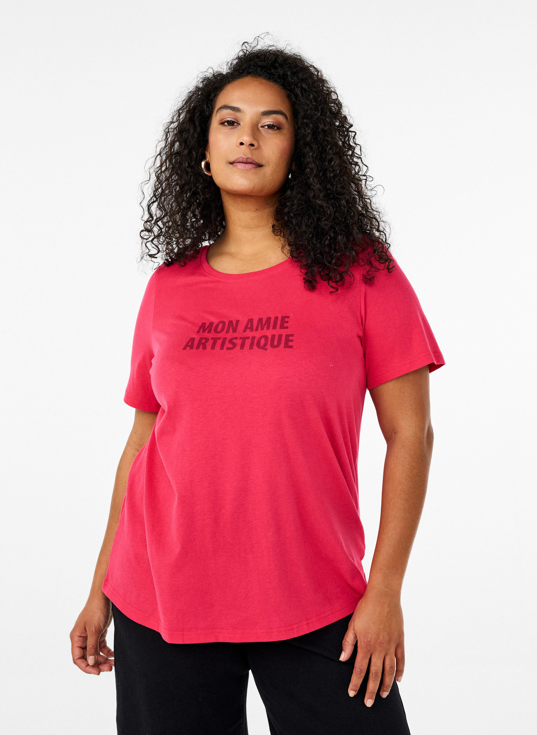 Zizzi FLASH &ndash; T-shirt avec motif, Rose, Model image number 0