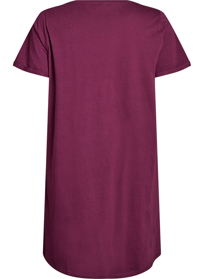 Chemise de nuit &agrave; manches courtes en coton biologique, Bordeaux fonc&eacute;, Packshot image number 1