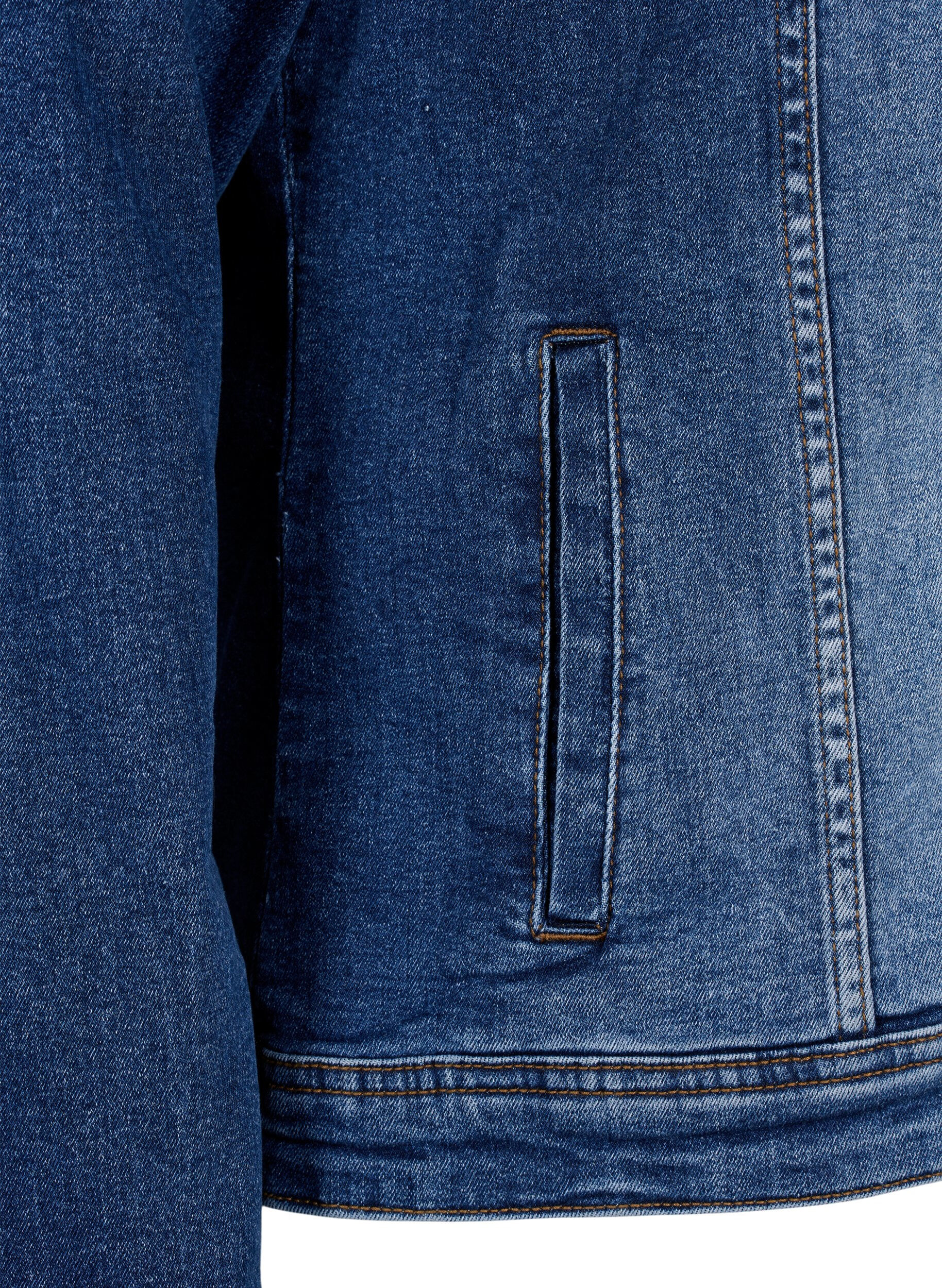 Zizzi Veste courte en jean en coton, Blue denim, Packshot image number 3