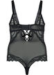 Kanten bodystocking met touwtjes, Zwart, Packshot image number 1