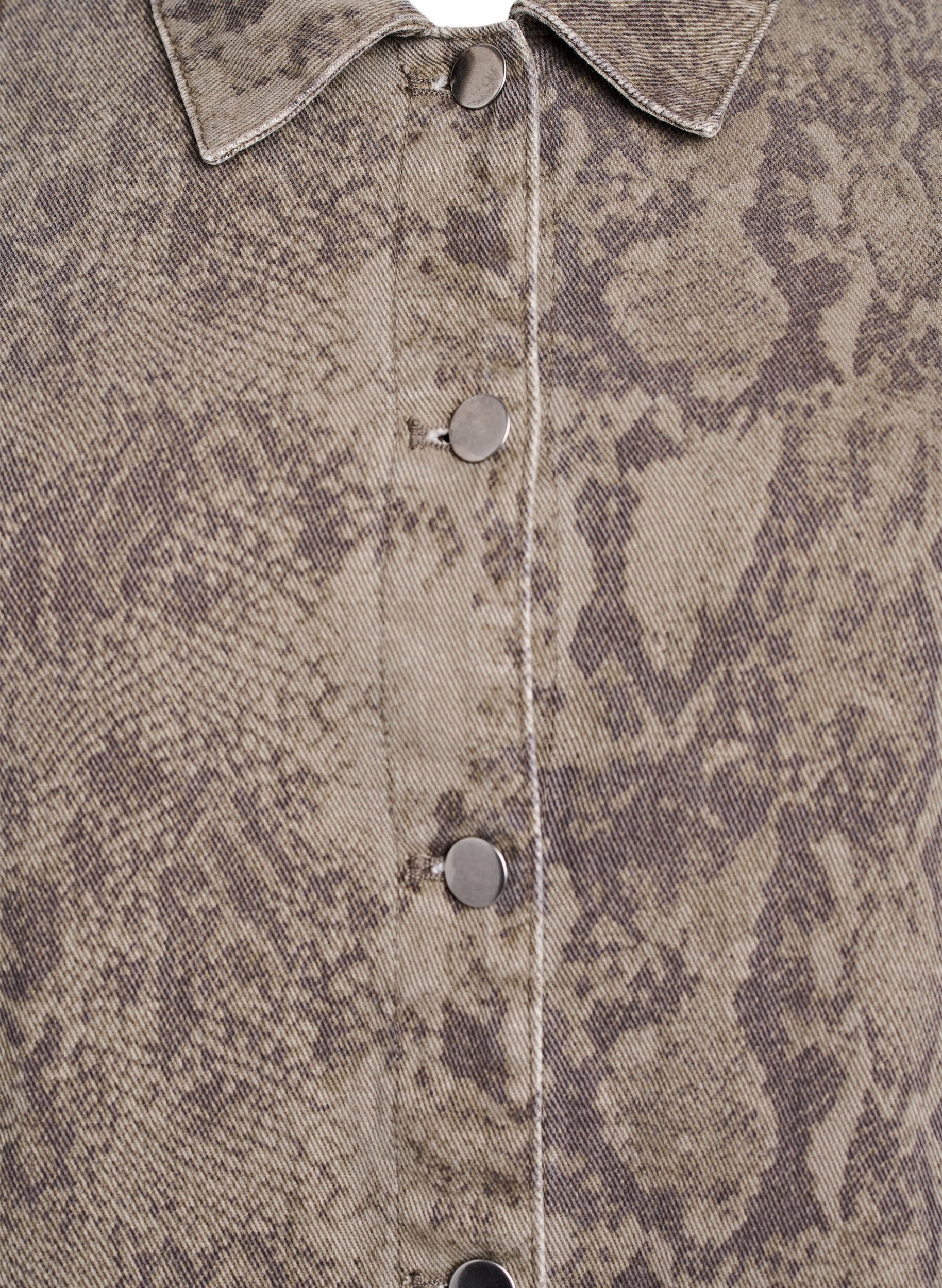 ZizziKorte denim overhemdjurk met slangenprint, Bruin, Packshot image number 2
