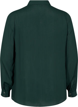 Viscose blouse met knoopsluiting en lintdetails, Scarab, Packshot image number 1