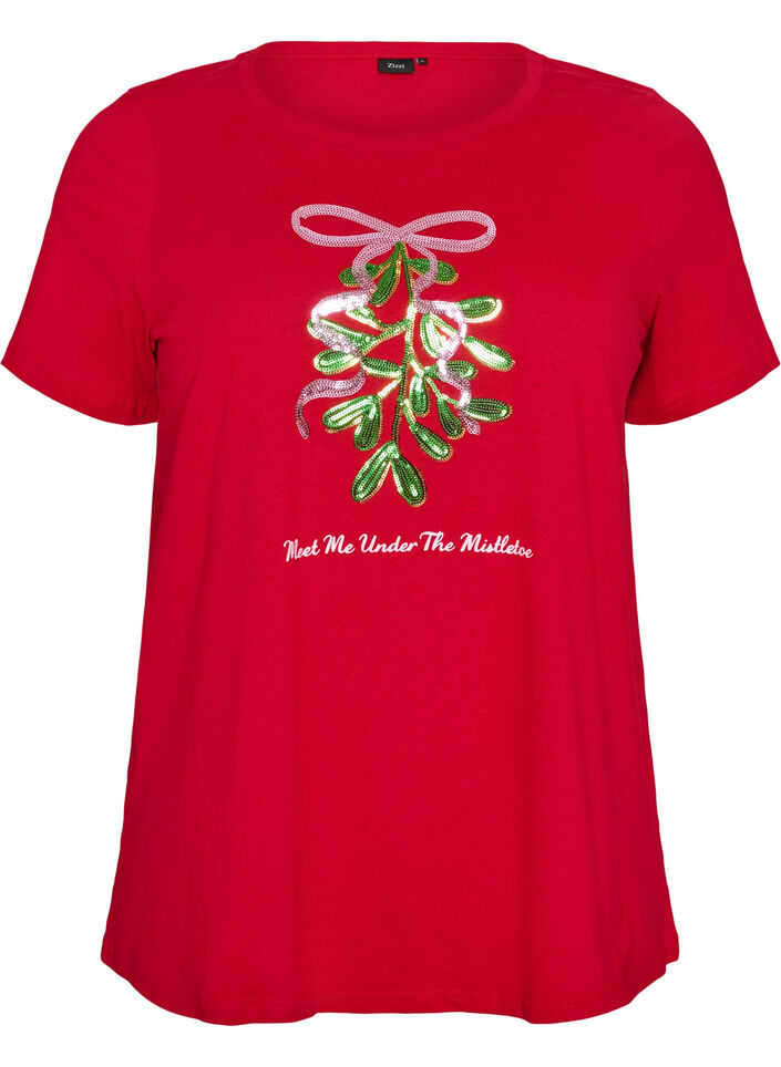 Kerst T-shirt van biologisch katoen, Rood, Packshot image number 0