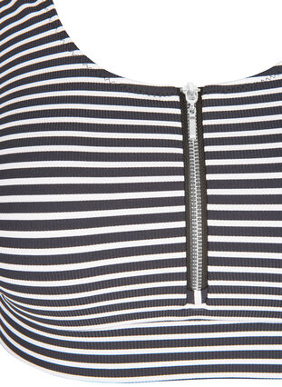 Haut de bikini rayé avec détail de fermeture éclair , Navy Striped, Packshot image number 2