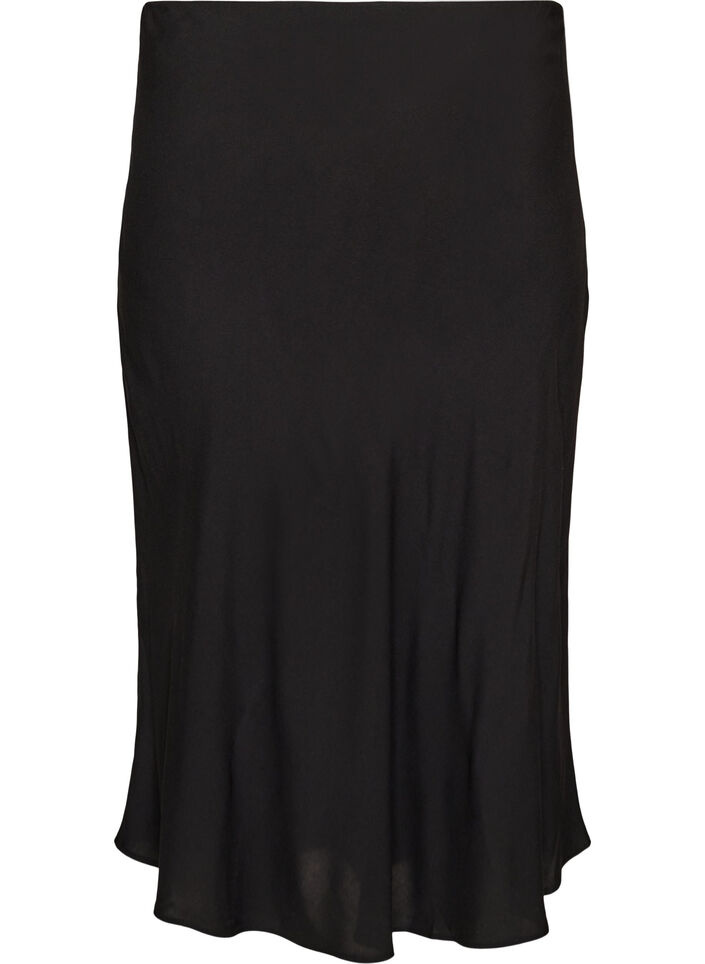 Viscose rok met een elastische taille, Zwart, Packshot image number 1