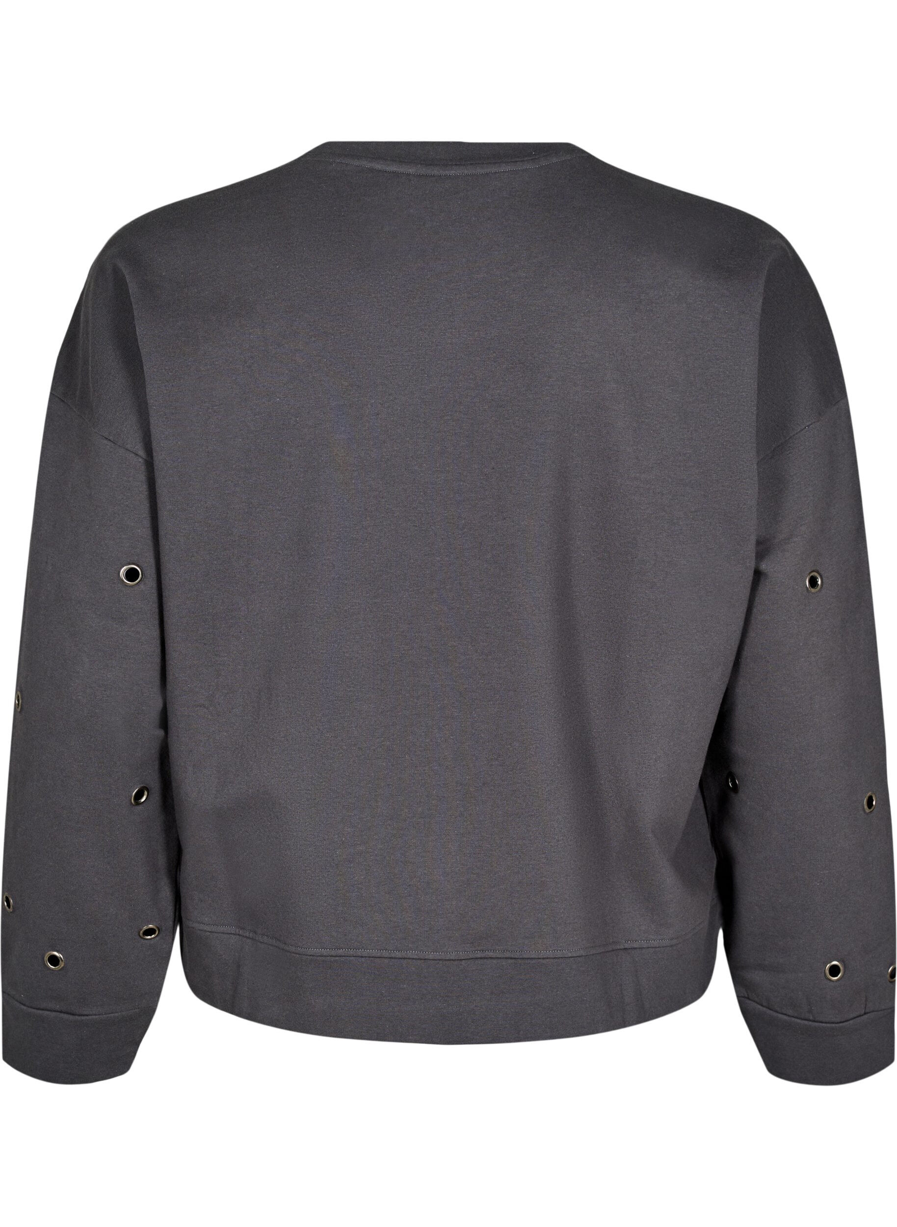 Zizzi Sweat-shirt avec &oelig;illets, Gris anthracite, Packshot image number 1
