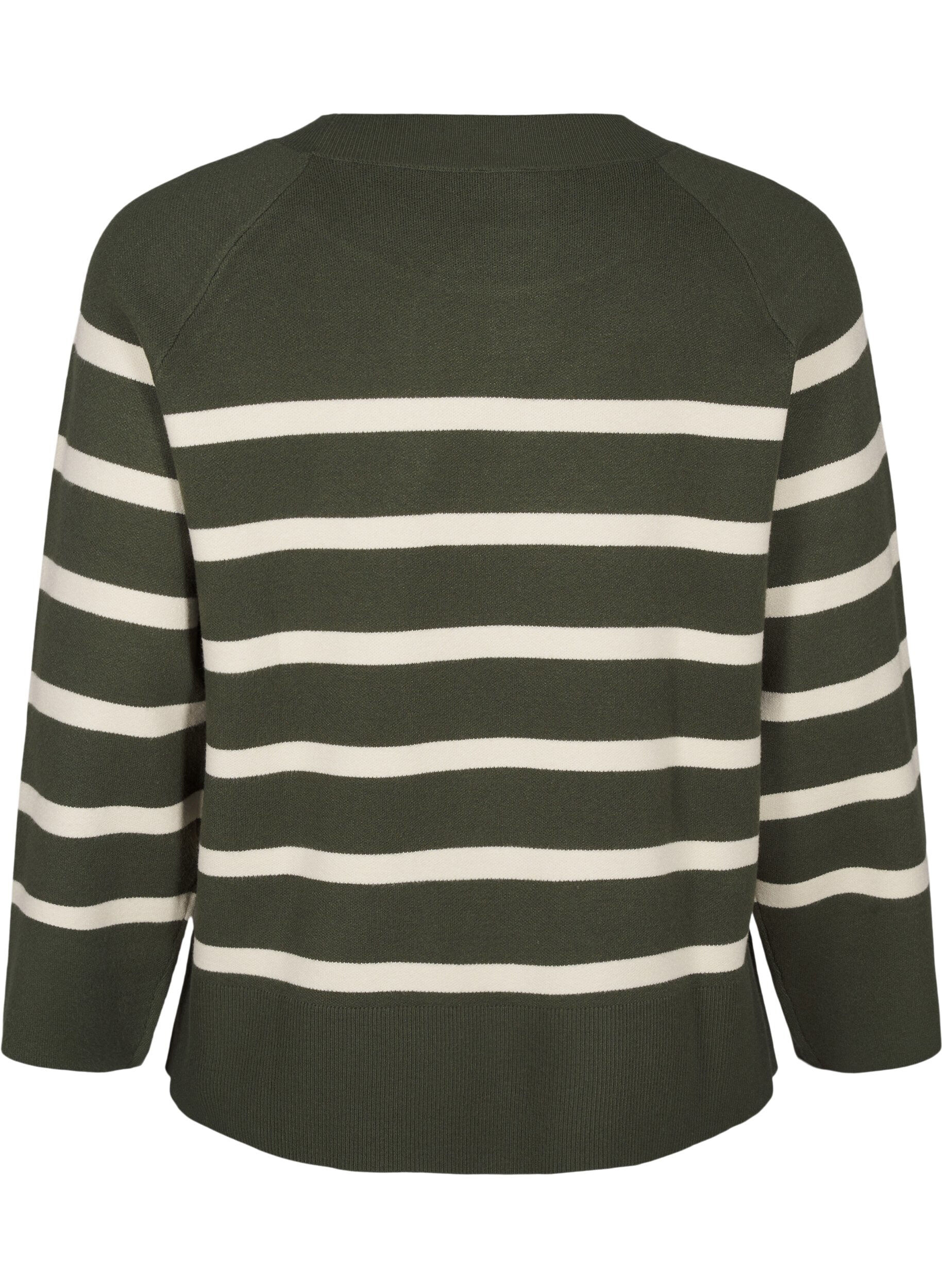 Zizzi Chemisier en tricot ray&eacute; avec col rond, D. Bag Birch Stripe, Packshot image number 1