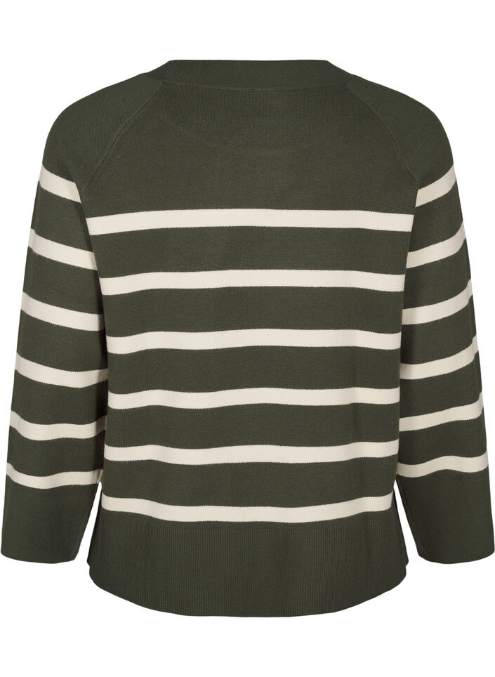 Gestreepte gebreide blouse met ronde hals, D. Bag Birch Stripe, Packshot image number 1