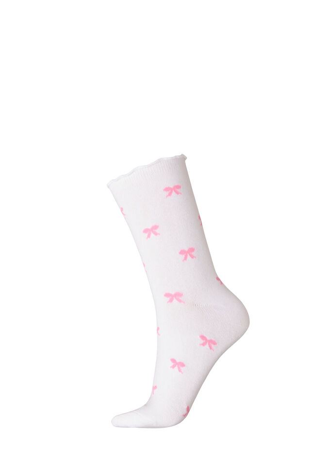 Chaussettes en coton &agrave; motifs, Blanc, Packshot image number 0