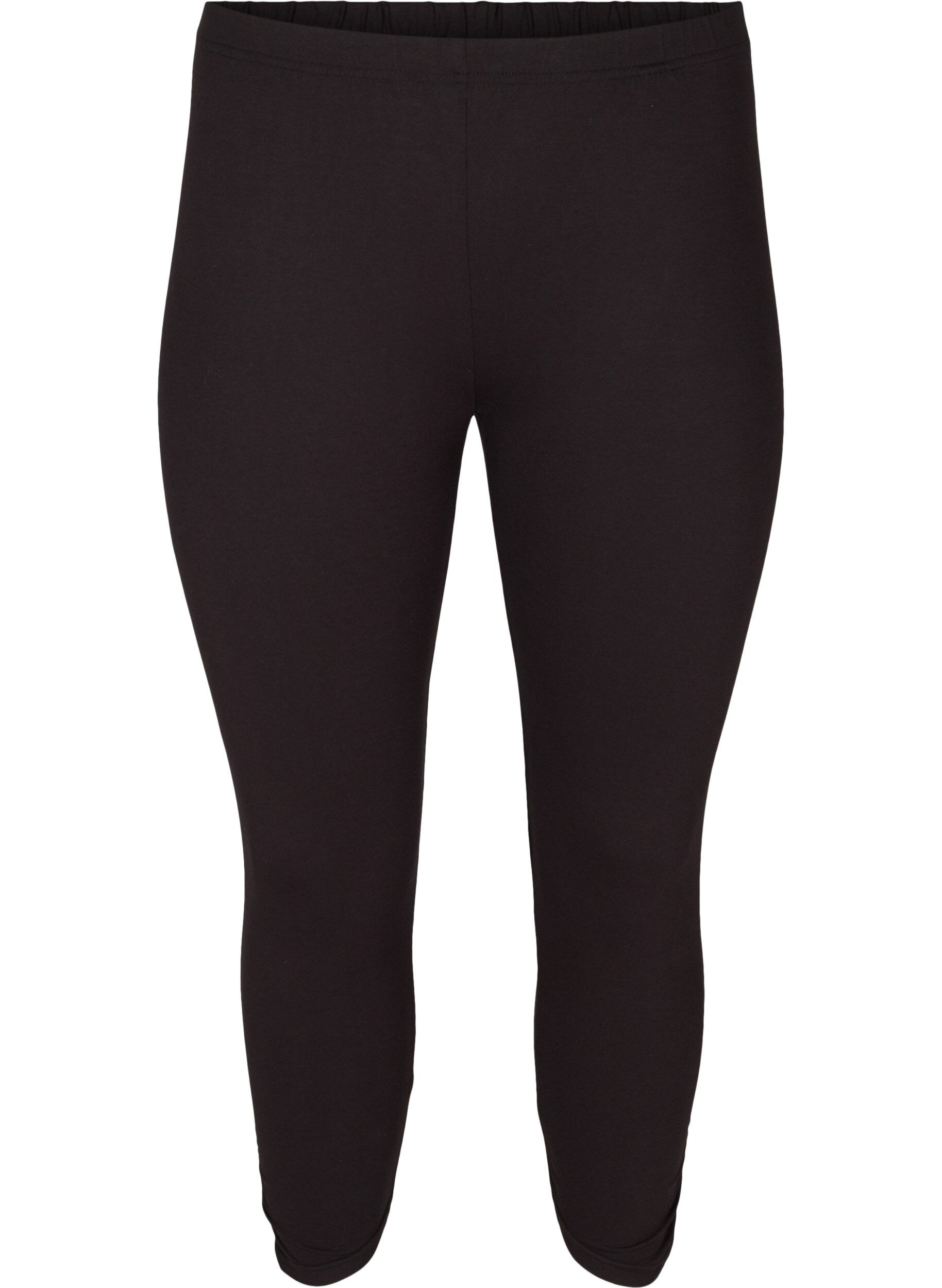 Zizzi Legging 3/4 basique avec d&eacute;tail froiss&eacute;, Black, Packshot image number 0