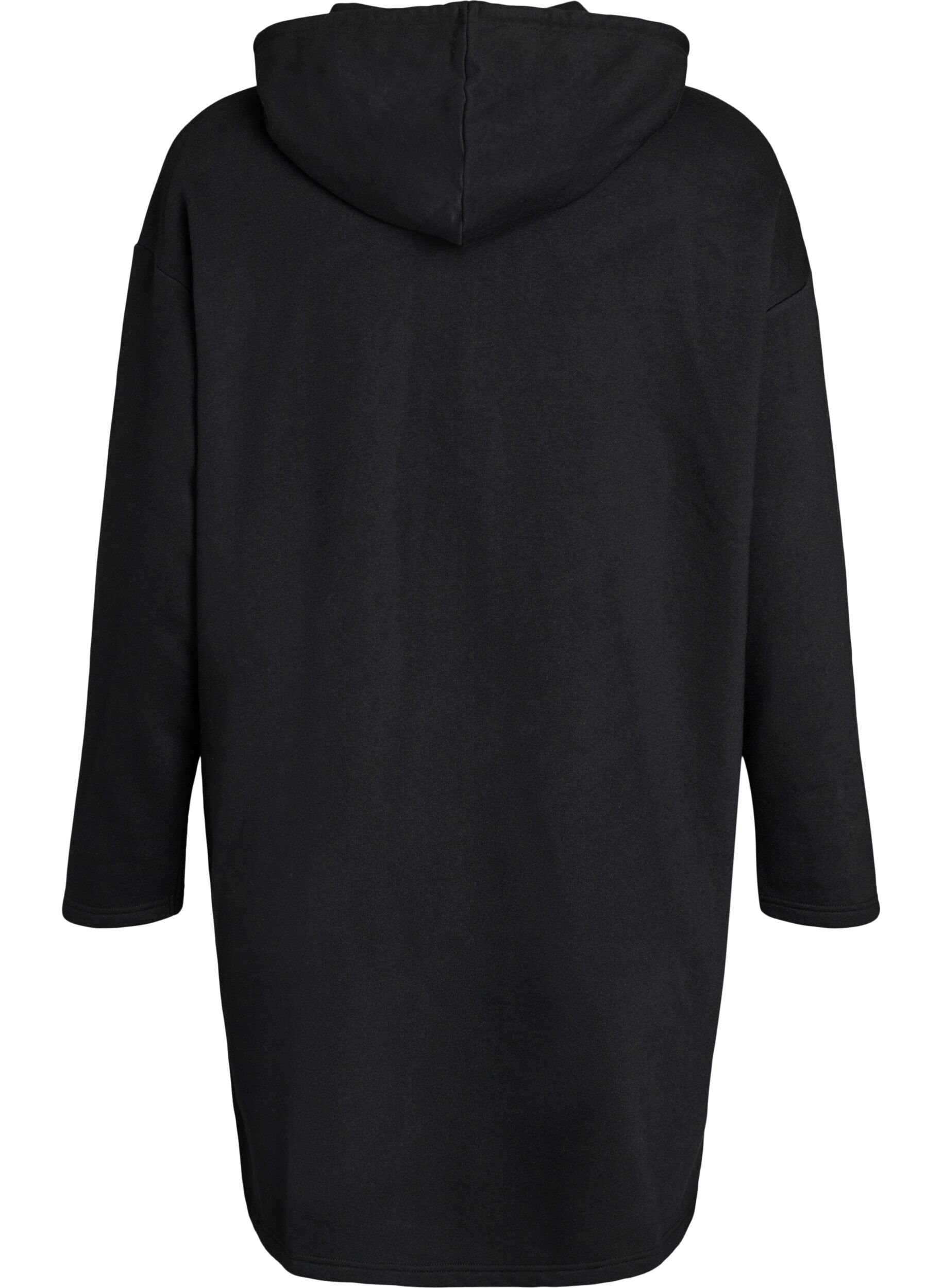 Zizzi Cardigan &agrave; capuche en coton molletonn&eacute;, Noir, Packshot image number 1