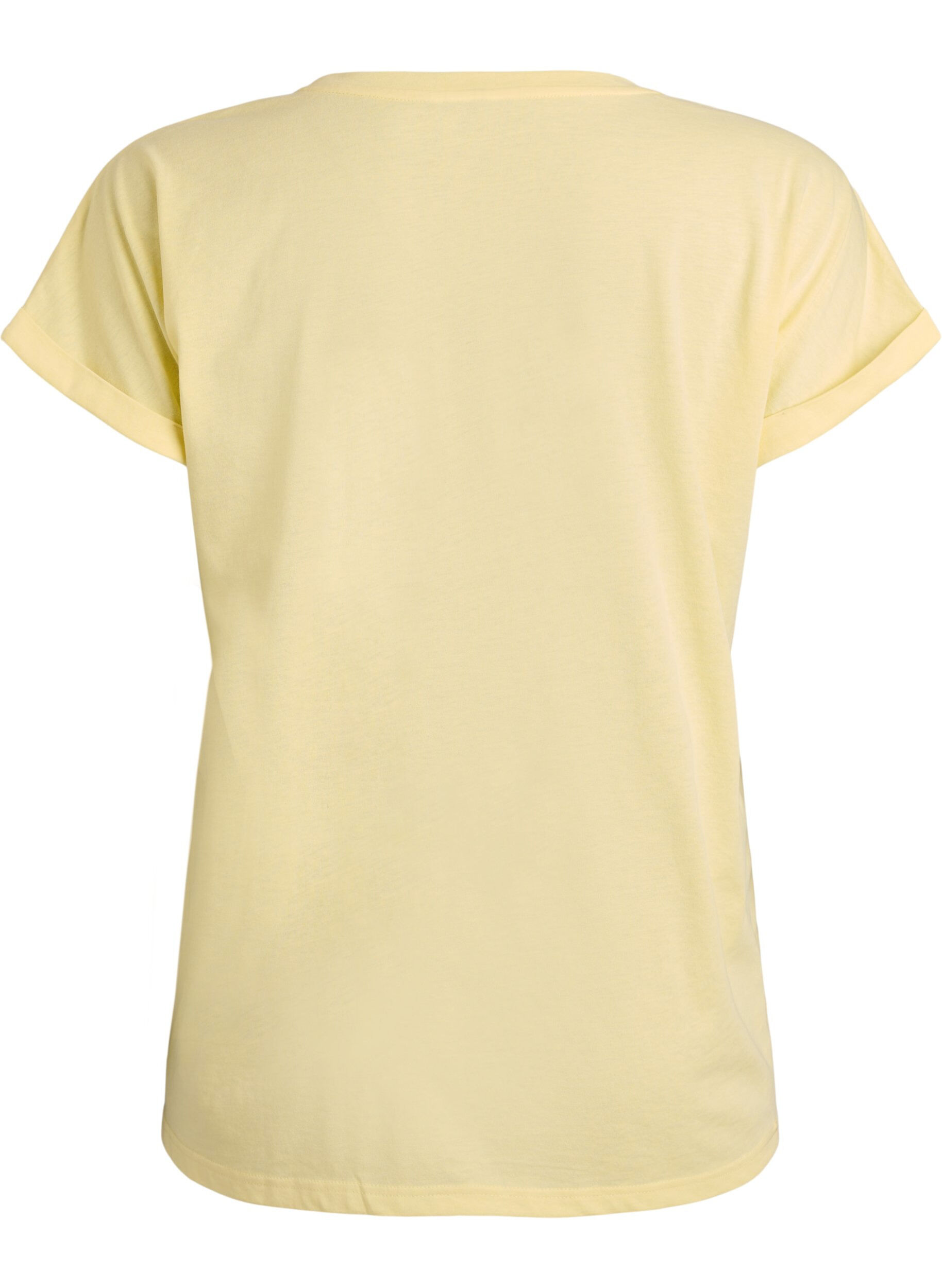 ZizziT-shirt &agrave; manches courtes en coton m&eacute;lang&eacute;, Jaune clair, Packshot image number 1