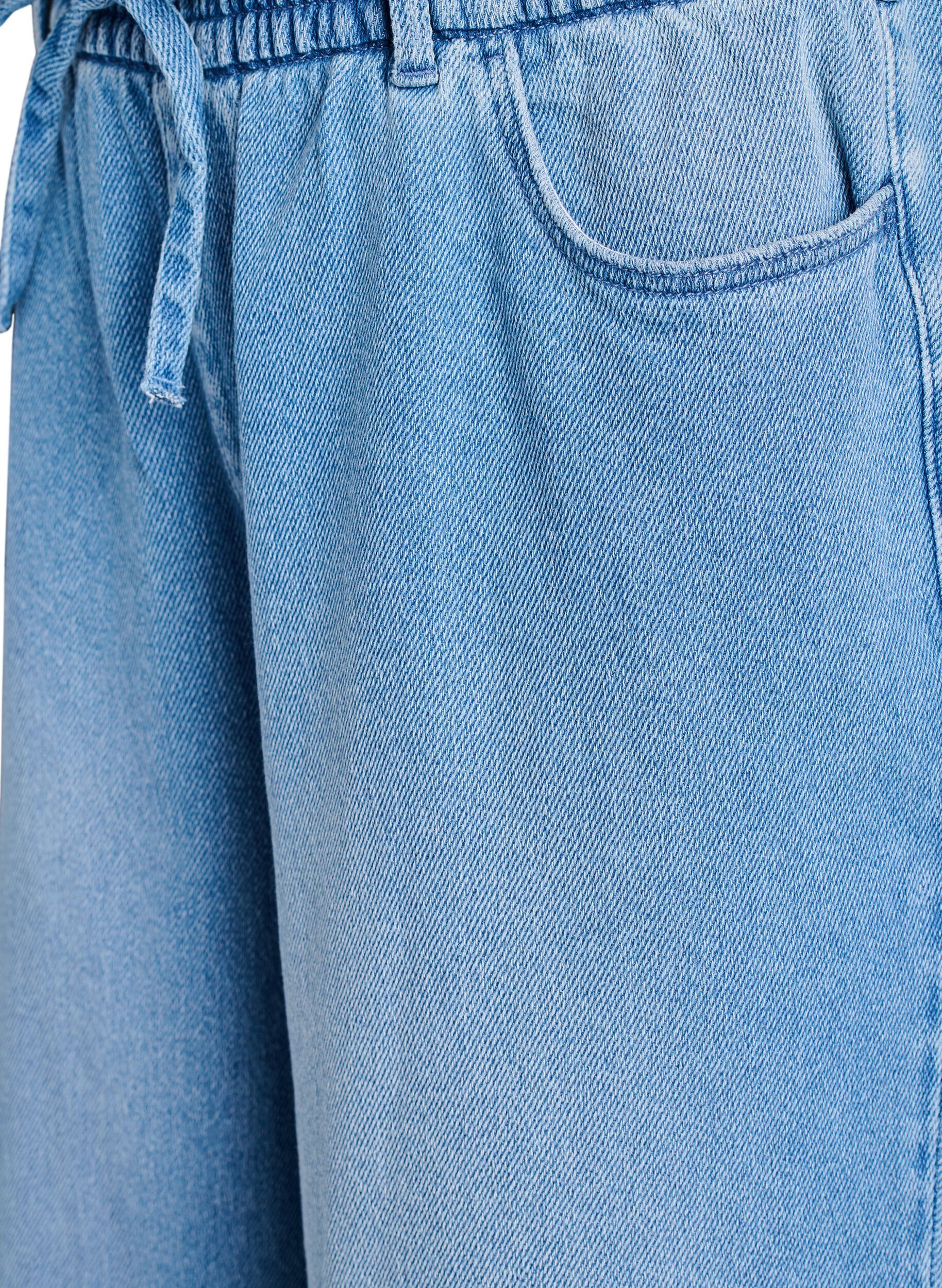 ZizziLosse pasvorm jeans met een elastische tailleband en een trekkoord, Blauw, Packshot image number 2
