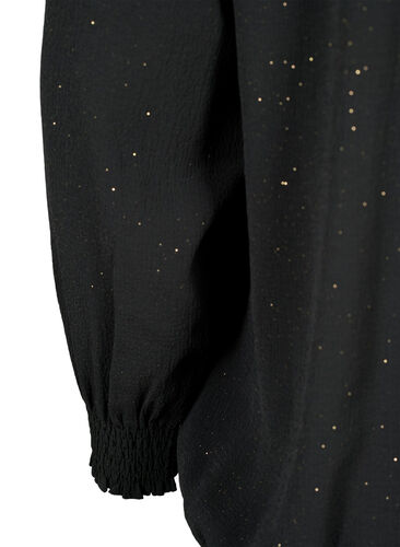 FLASH - Blouse à manches longues scintillante avec smocks	, Black w. Silver, Packshot image number 3