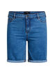 Strakzittende denim shorts met een hoge taille, Blauw, Packshot image number 0