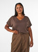 Basic T-shirt met V-hals van viscose, Bruin, Model image number 0
