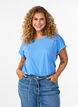 T-shirt &agrave; manches courtes en coton m&eacute;lang&eacute;, Bleu, Model image number 0