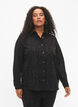 Veste chemise en viscose avec motif ton sur ton, Black, Model image number 0