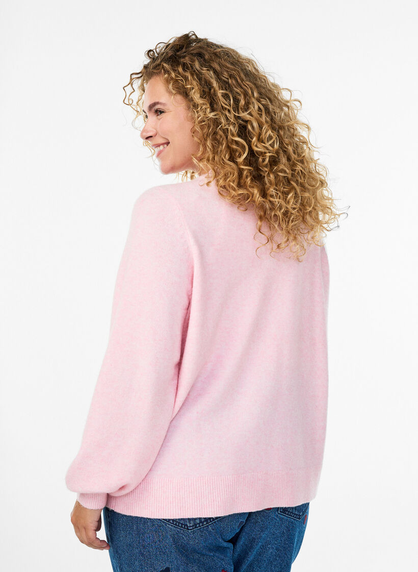 Cardigan en maille douce avec boutons dor&eacute;s, Rose, Model image number 2