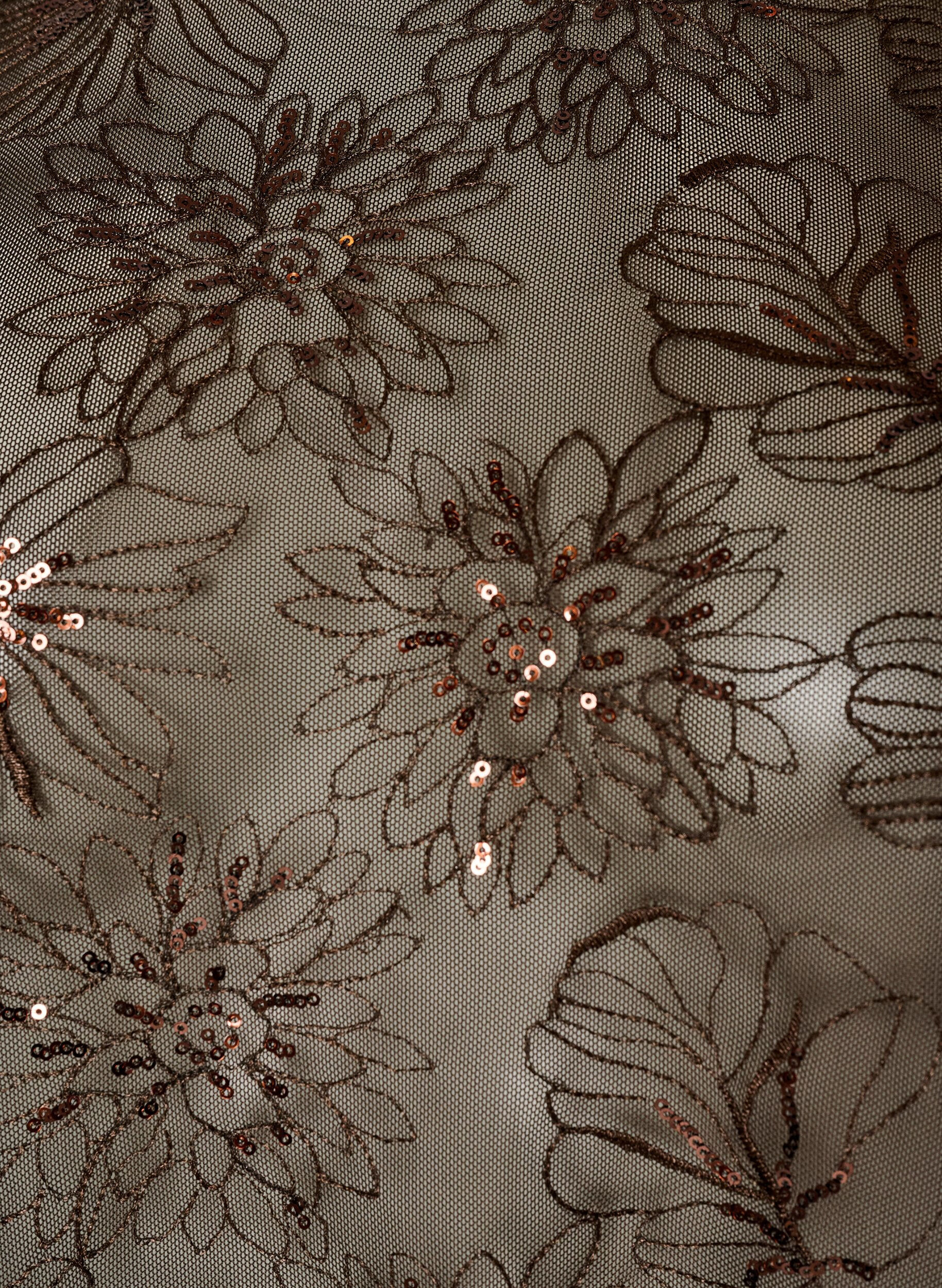 ZizziBlouse en mesh avec fleurs et sequins, Marron, Packshot image number 2