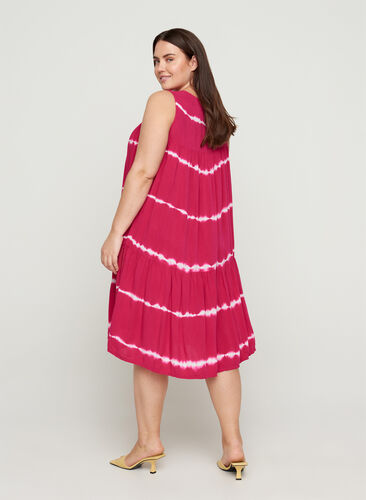 Viscose midi-jurk met print, Vivacious batik, Model image number 0