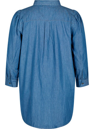 Tunique en jean en coton à manches 3/4, Blue, Packshot image number 1
