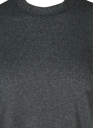 Gemêleerde top met pofmouwen en parels, Dark Grey Melange, Packshot image number 2