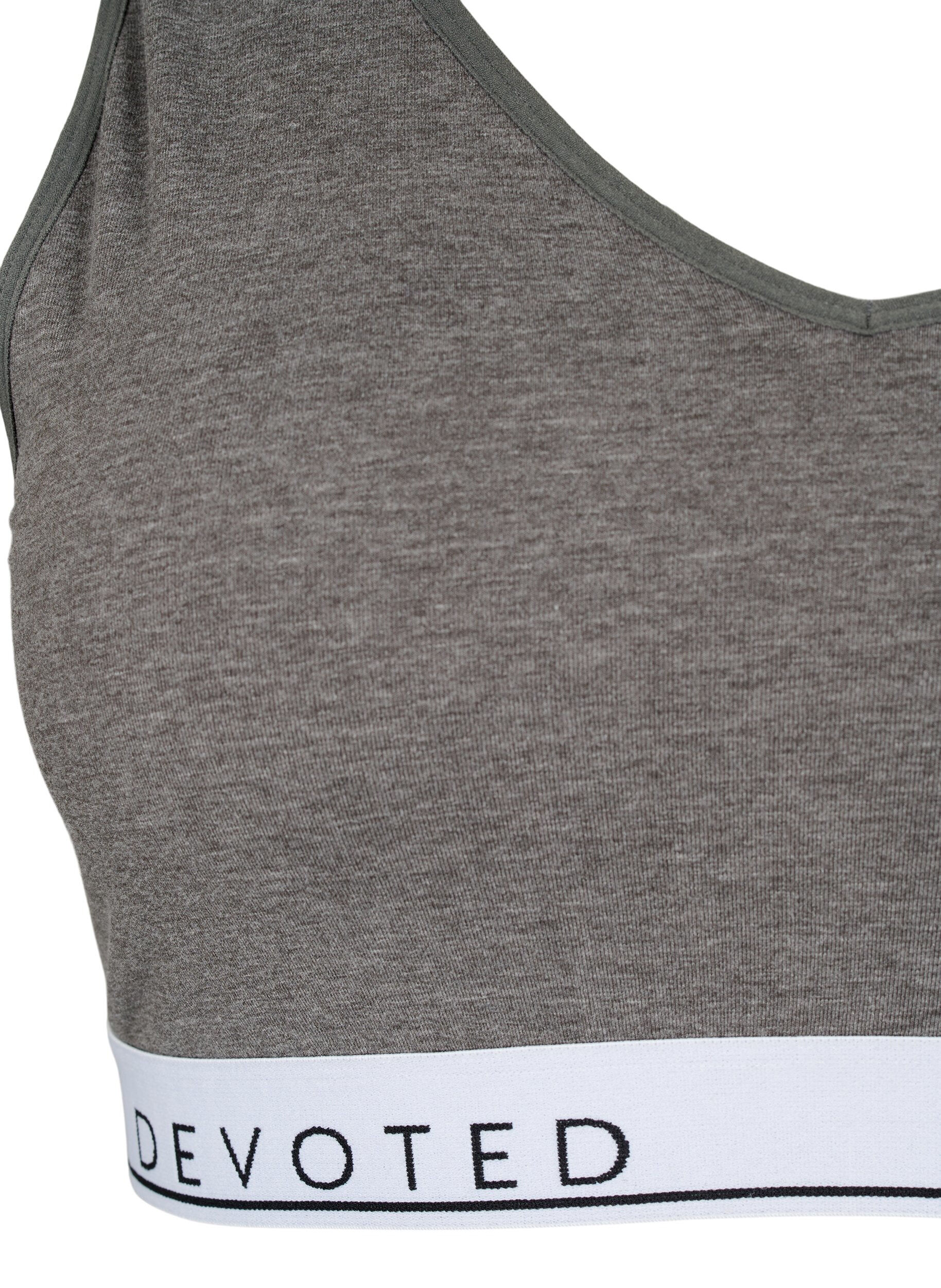 ZizziZacht beha top met V-hals en tekstprint, Medium Grey Melange, Packshot image number 2