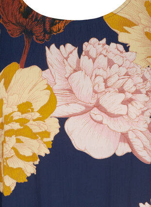 Robe midi en viscose à fleurs en forme de trapèze , Navy Blazer Flower, Packshot image number 2