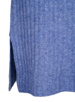 Robe en tricot côtelé avec fente, Gray Blue Mel., Packshot image number 3
