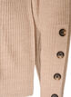 Gebreide blouse met ribstructuur en knoopdetails, Beige, Packshot image number 3