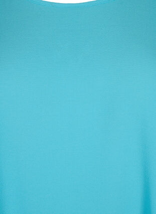 Blouse met korte mouwen en een ronde halslijn, Blue Atoll, Packshot image number 2