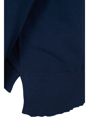 Gebreide top met ribboord en splitje, Navy Blazer, Packshot image number 3