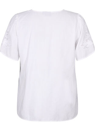 Viscose blouse met korte mouwen en borduursel, Bright White, Packshot image number 1
